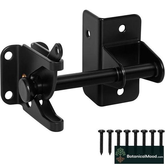Self-Locking Gate Latch for Wood/Metal Gates Black