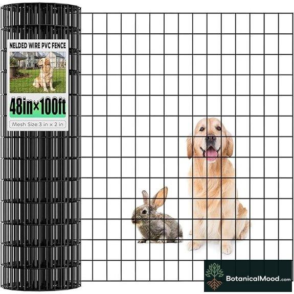 Garden Fence: Black PVC Coated Welded Wire Mesh 100 ft