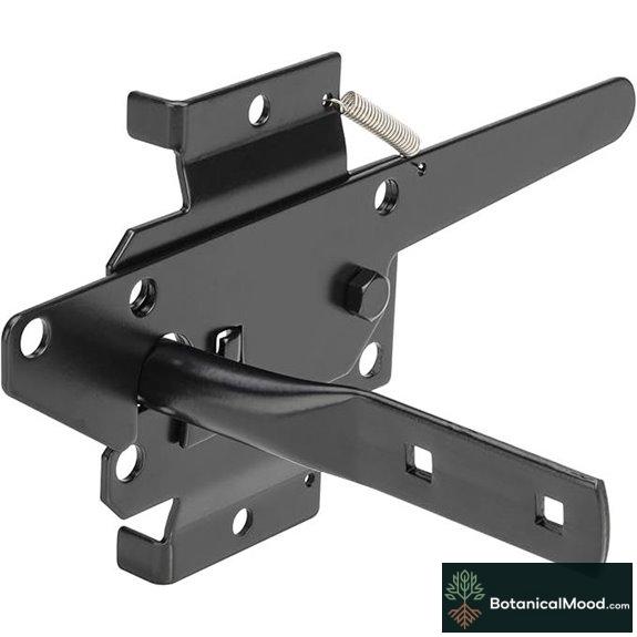 Self-Locking Gate Latch for Wooden Fence Black