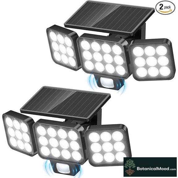 WdtPro Solar Outdoor Flood Light 3-Head 3500LM (2-Pack)