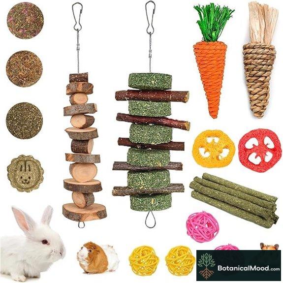 Grddaef 20 Bunny Chew Toys for Rabbits & Small Pets