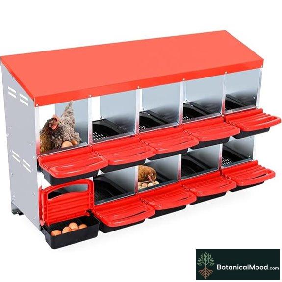 GarveeLife 10-Compartment Chicken Nesting Box with Lid