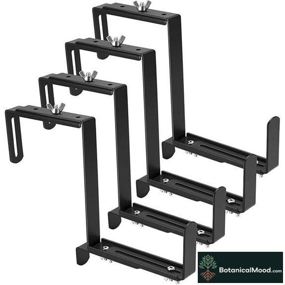 Adjustable Planter Box Brackets for Deck Railings (4)