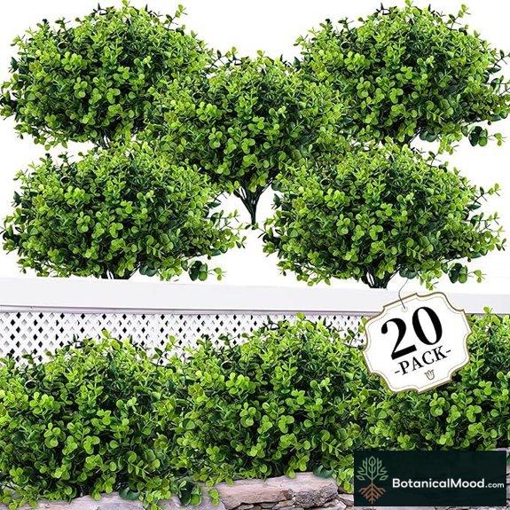 20 Bundles Artificial Boxwood Plants for Decor