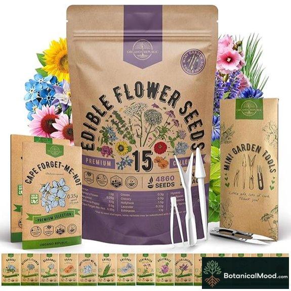 Organo Republic 15 Edible Flower Seeds Variety Pack