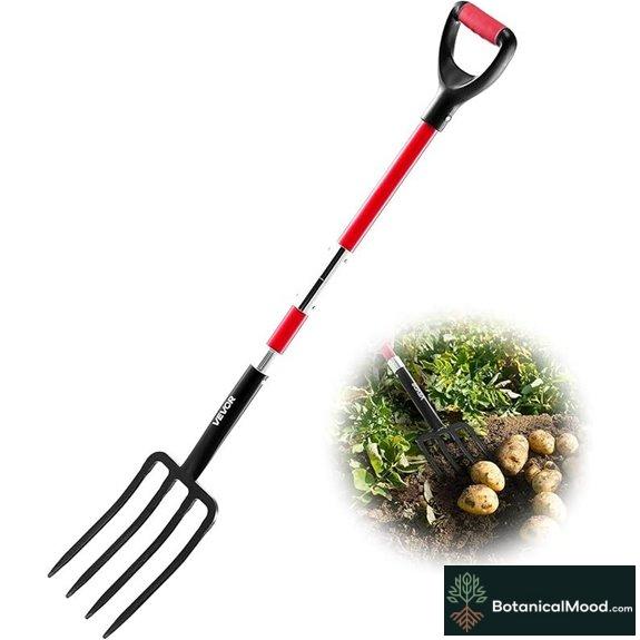 VEVOR 4-Tine Garden Fork with Fiberglass Handle