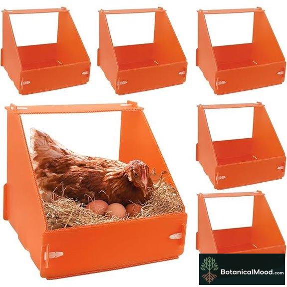 6 Pack Chicken Nesting Boxes for Laying Eggs Orange