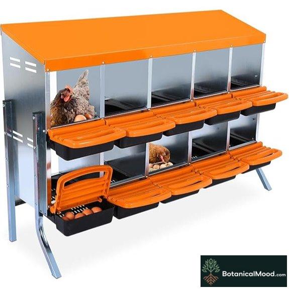 10-Hole Galvanized Chicken Nesting Box with Lid