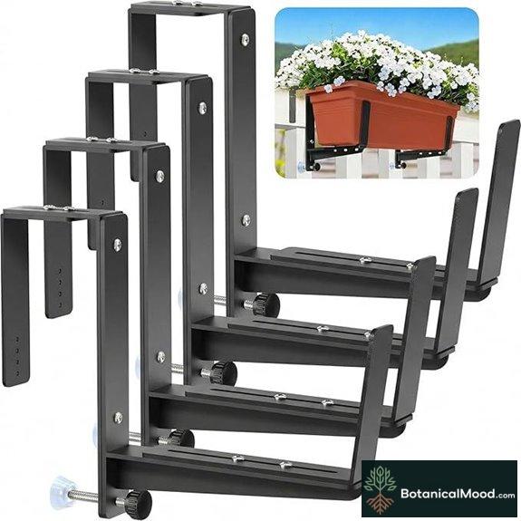 Adjustable Window Box Brackets — Heavy-Duty 4 Pack