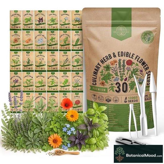Organo Republic 30 Culinary Herbs & Edible Flower Seeds