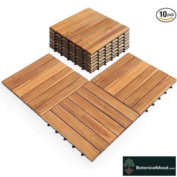 Deck Tiles 12x12 Interlocking Acacia Wood (Pack of 10)