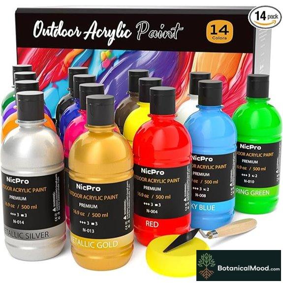 Nicpro 14-Color Large Acrylic Paint Set (500ml)