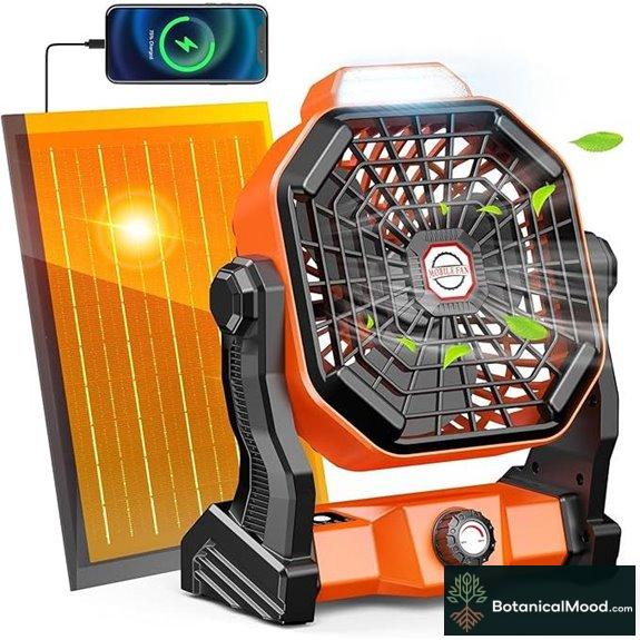 Solar Powered Fan with LED Lantern