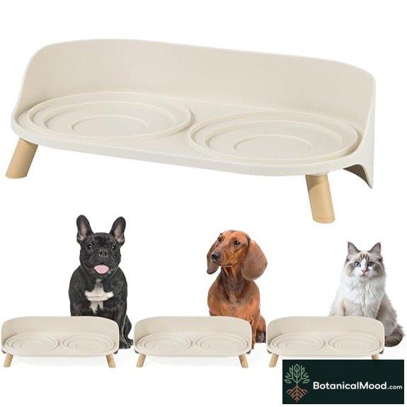 Raised Dog Feeder Bowl Stand Milky White