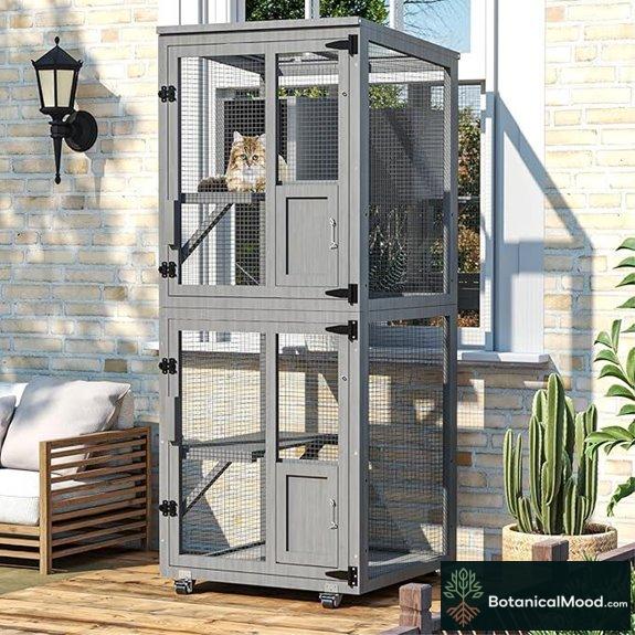 4-Tier Outdoor Cat Enclosure with Wheels and Roof
