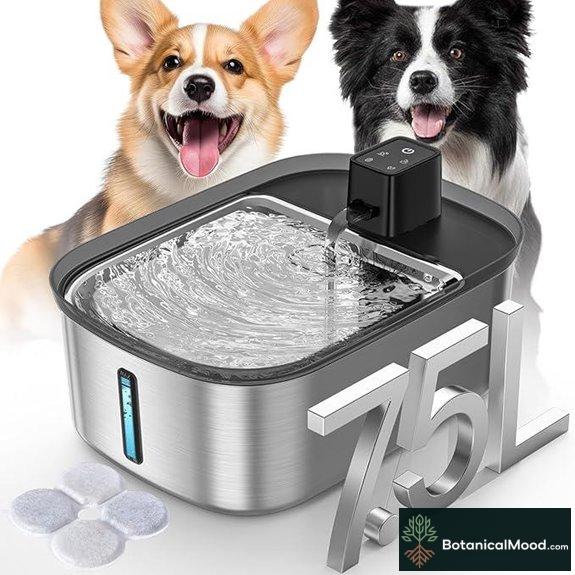 Wireless Dog Water Fountain with Motion Sensor (Stainless)