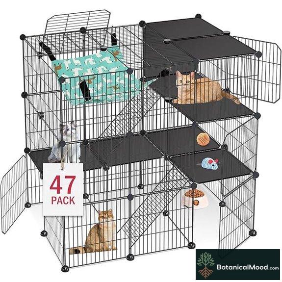 Cat Cage 3-Tier Cat Enclosure with Hammock (2x3x3)