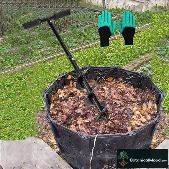 Compost Turning Tool for Outdoor Bins (Black)