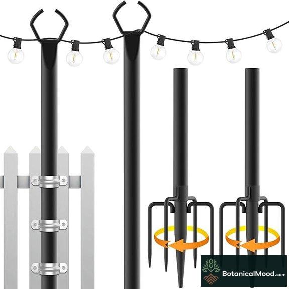 Mutovlin 2 Pack 10 Ft Outdoor String Light Poles