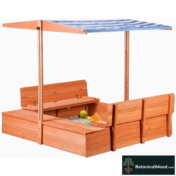 Kids Outdoor Wooden Sandbox with Toy Storage Box