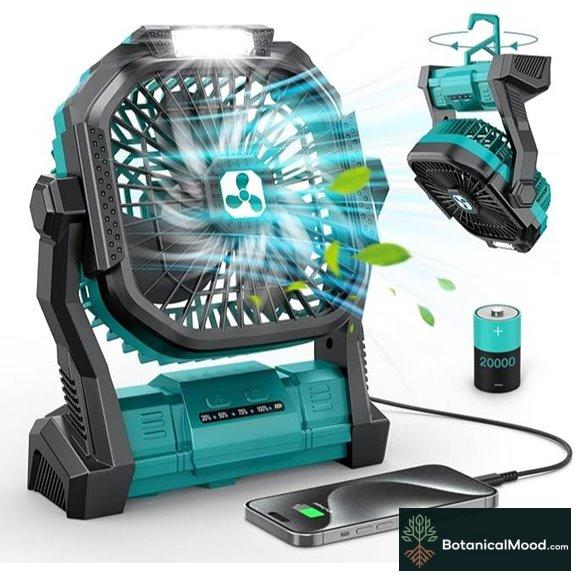 ONLYNEW Portable Rechargeable Fan with LED Lantern