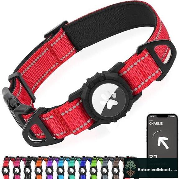 Joytale Reflective AirTag Dog Collar with Holder Red L