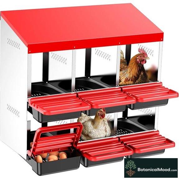 Two-Tier Chicken Nesting Boxes with Rollout Egg Collection