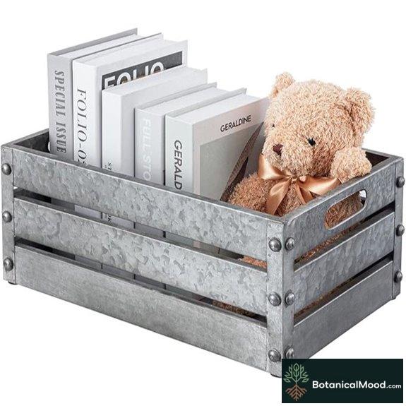 MyGift 16-inch Rustic Metal Storage Crate