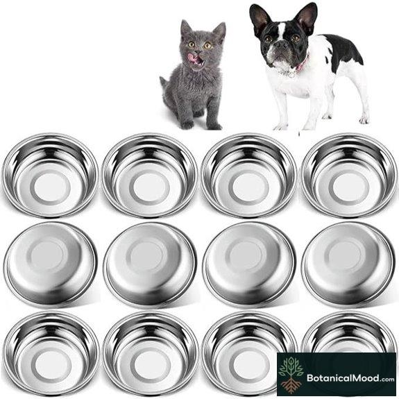 12 Pack Stainless Steel Cat Bowls Wide & Shallow