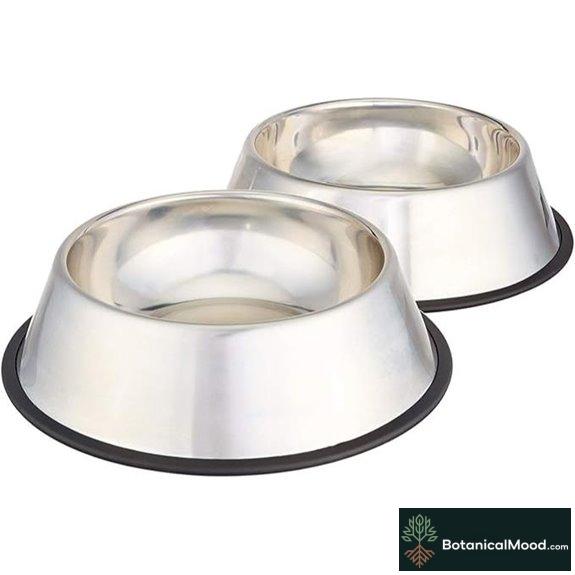 Amazon Basics Stainless Steel Non-Skid Dog Bowls (2-Pack)
