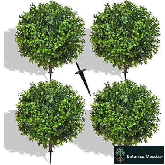 Artificial Boxwood Topiary Bushes UV Resistant Set of 4