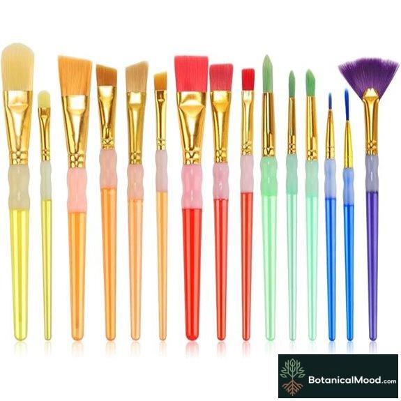 15Pcs Paint Brushes Set with Various Types and Holders