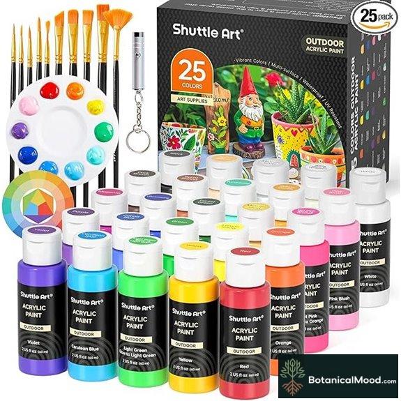 Shuttle Art 25-Color Outdoor Acrylic Paint Set with Brushes