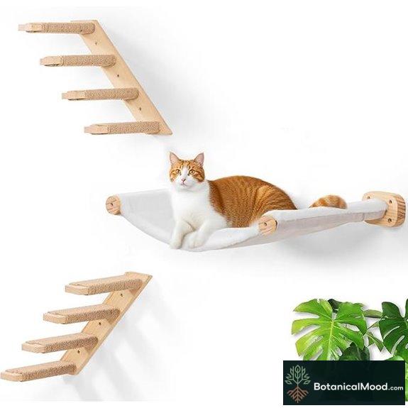 Cat Wall Hammock Set: 3 Shelves Ladders Climber Wall Mounted