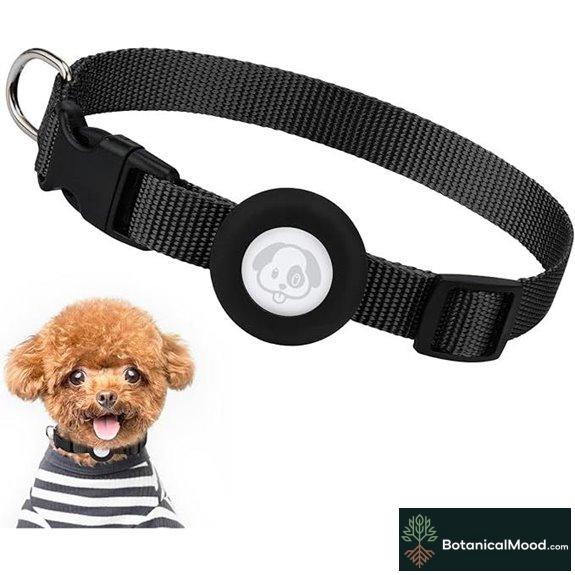 Airtag Dog Collar with Waterproof Holder Adjustable Black