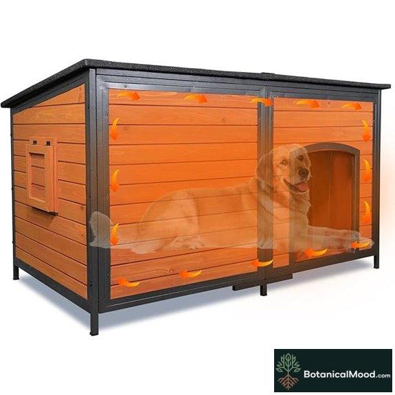 Large Weatherproof Wooden Dog House with Iron Frame