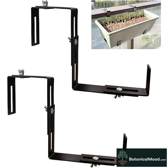 Adjustable Planter Box Brackets for Windowsills and Railings