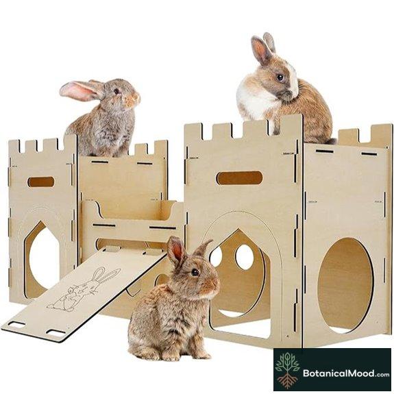HIIMALEX Wooden Bunny Castle Multistory Hideout