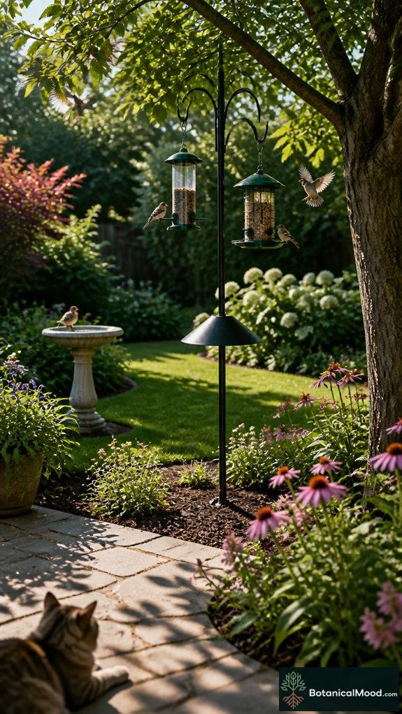 safe bird feeder placement