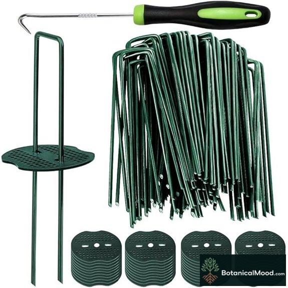 Bakulyor 50pcs Lawn Staples & Washers Galvanized Ground Pins