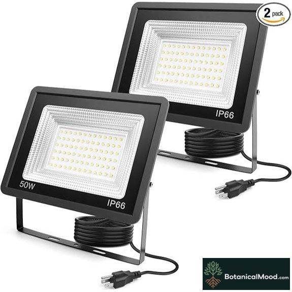 2 Pack 50W LED Flood Lights Waterproof Outdoor Lighting