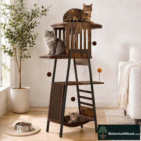 HRVEOCEI 58-Inch Metal Outdoor Cat Tower with Scratching