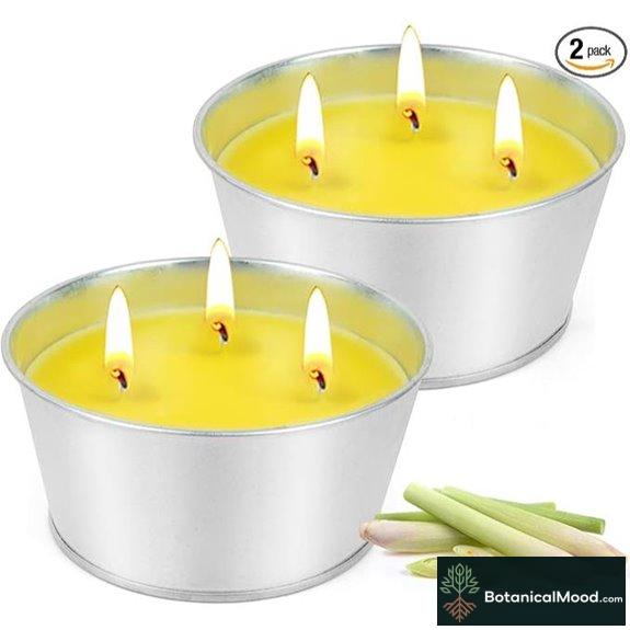 Citronella Outdoor Candles Set Lemongrass Scent 2 Pack
