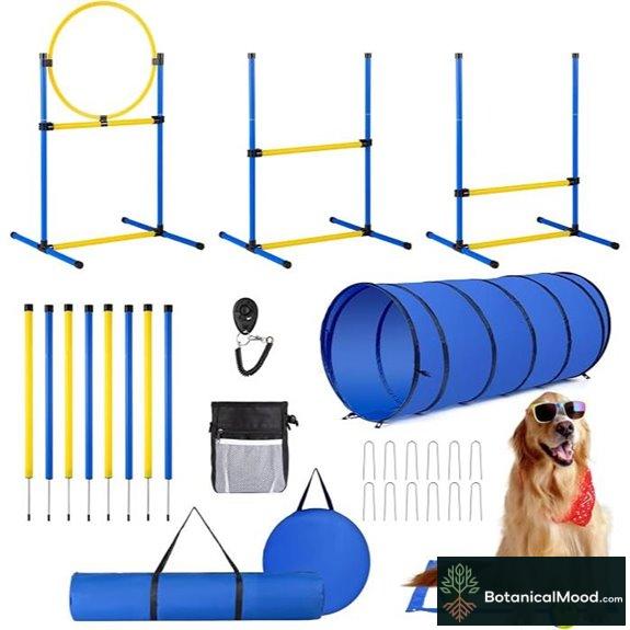 Dog Agility Course Set with Hurdles Tunnel Poles and Bags