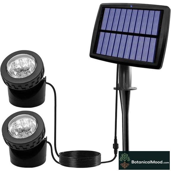 AVEKI Solar Pond Spotlights with Dual Head Waterproof