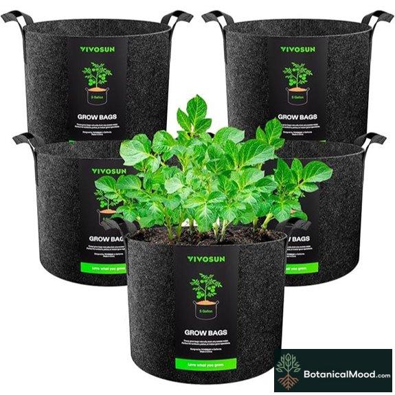 VIVOSUN 5-Pack 5 Gallon Heavy Duty Grow Bags