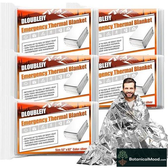 5-Pack Emergency Thermal Mylar Blankets