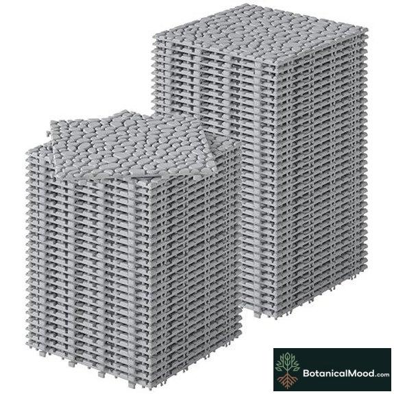 Rovibek 60PCS Interlocking Plastic Deck Tiles Gray