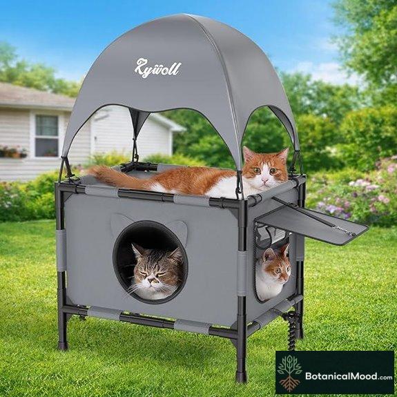 Rywell 2-Tier Outdoor Cat Shelter with Canopy