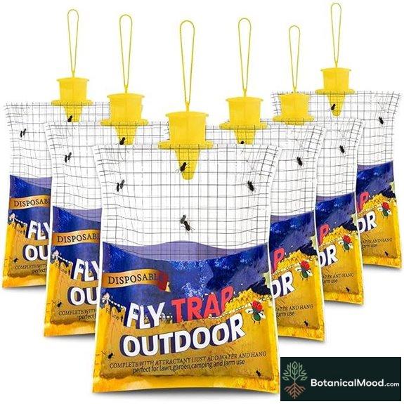 6 Pack Disposable Outdoor Fly Traps with Refill